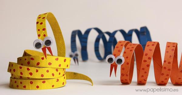 How To Make Crafts With Waste Material - For Kids - Toilet paper roll snake