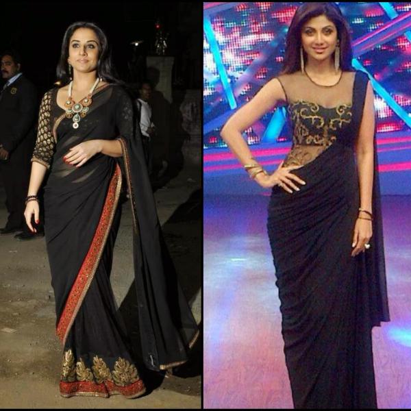 Matching jewellery for black saree top
