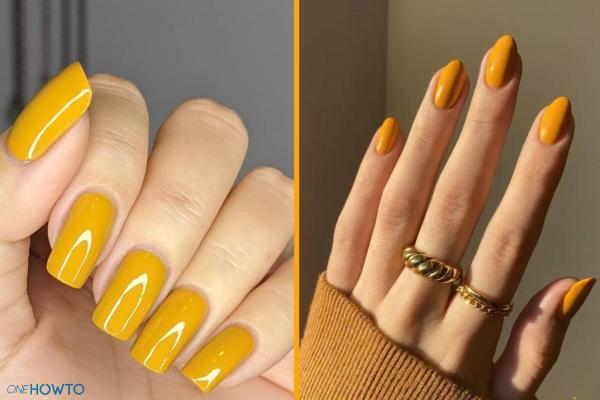 Trending Winter Nail Colors - Mustard nails